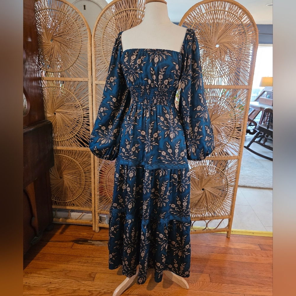 Omika Modal Monica Midi Dress In Print Marli Saphire Blue Size XS